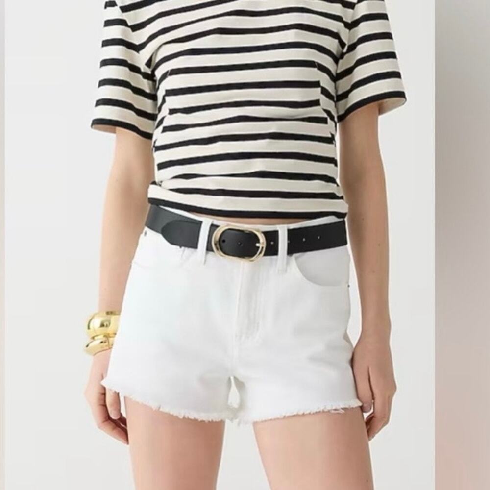 J Crew Relaxed Raw Hem Denim Jean Short Women's 28 White